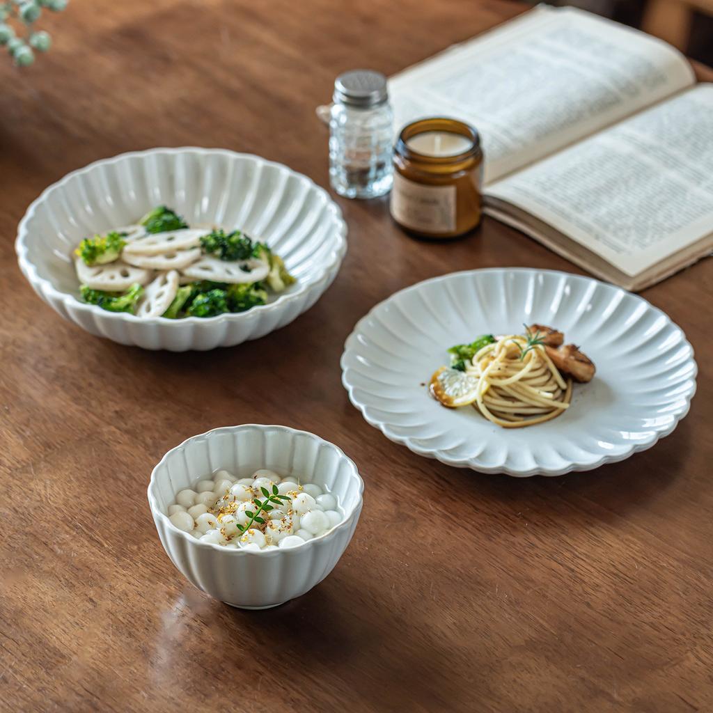 Bowl Household High-End Tableware Set Ceramic Plate Rice Bowl Large Plate Solid Color Dining Plate Hotel Commercial Noodle Bowl