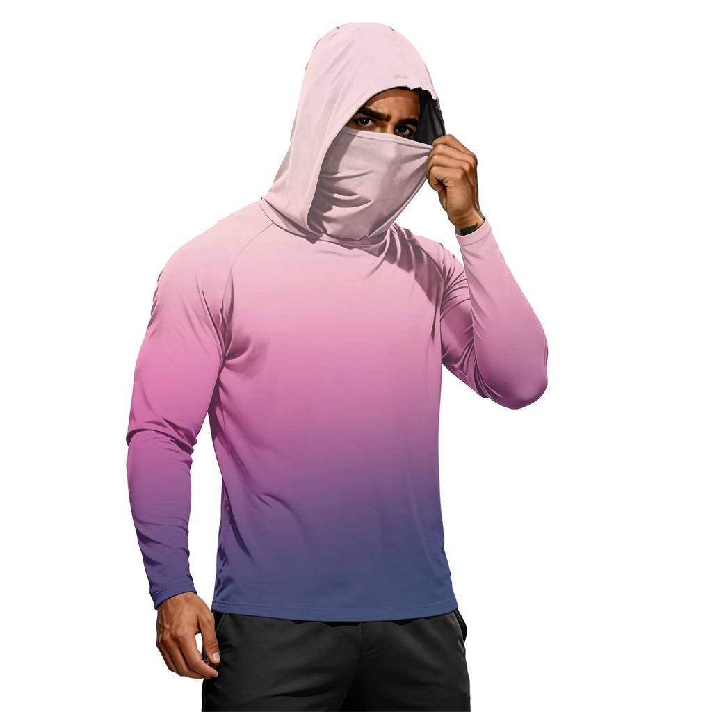 Herren Sommer Langarm Hoodie UPF50+ Sonnenschutz Schnelltrocknend Fitness Sportshirt Leicht Atmungsaktiv Outdoor Activewear
