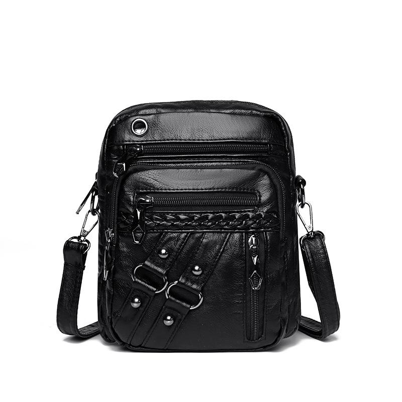 Women's Soft Leather Shoulder Bag Mother Bag Large Capacity Retro Mobile Phone Bag