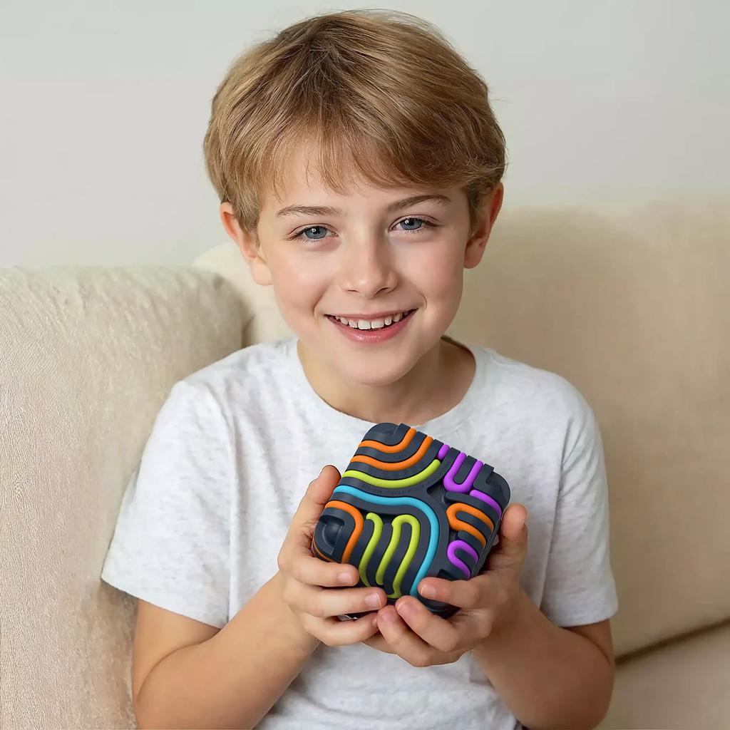 Sensorischer Labyrinthwürfel Sensorische Aktivität Silikon Sensorische Aktivitätstafel Lernspielzeug für Kinder Stressabbauwürfel für Kinder