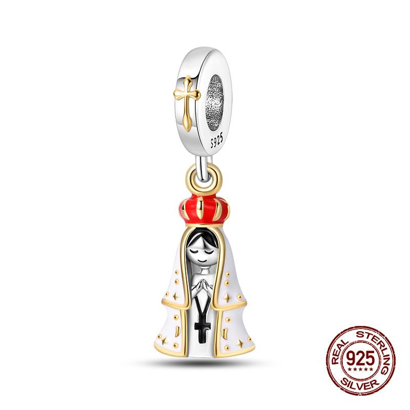 Original New Copper Prayer Virgin Mary Charms Beads Fit Necklace Bracelet Accessory Diy Jewelry For Women Gift