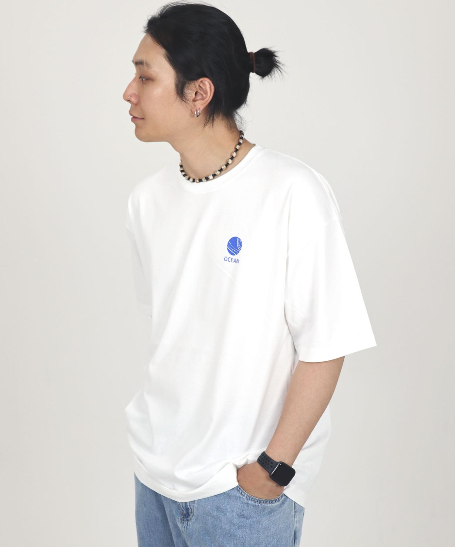 Just Haeng Ocean Logo Blue White Oversized Short Sleeve T-Shirt 1.0Ver L