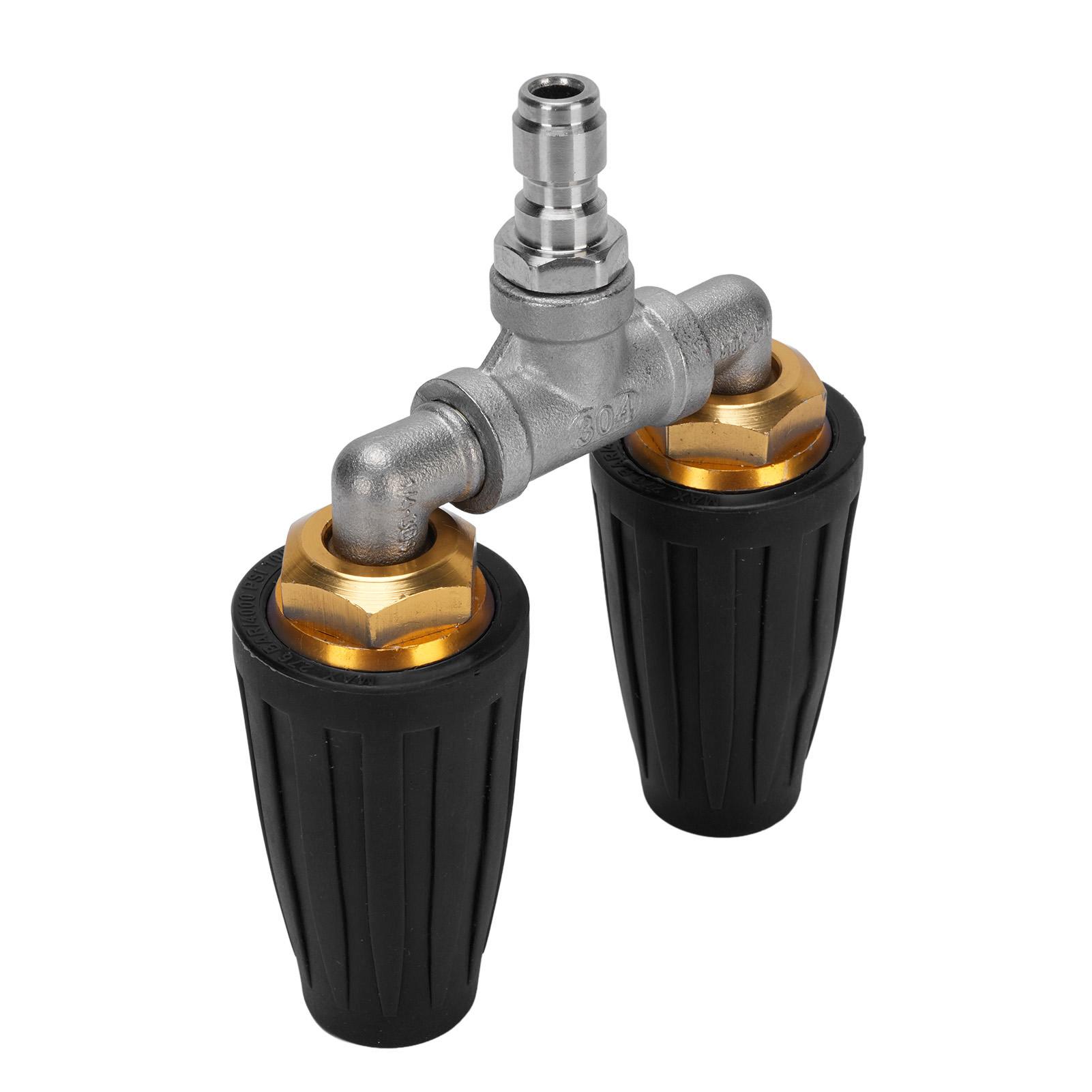 

Pressure Washer Double Nozzle 1/4 Inch Stainless Steel 4000psi Double Rotating Nozzle for Garden Cars Clning