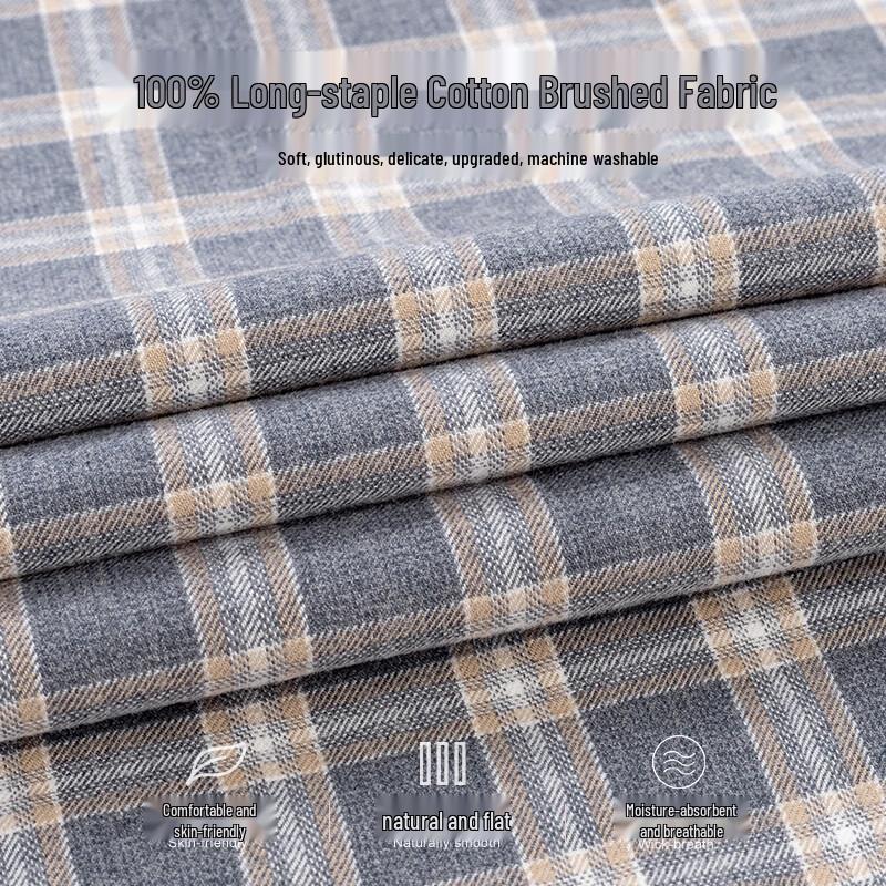 ROMON Men's Long-Sleeve Business Casual Plaid Shirt