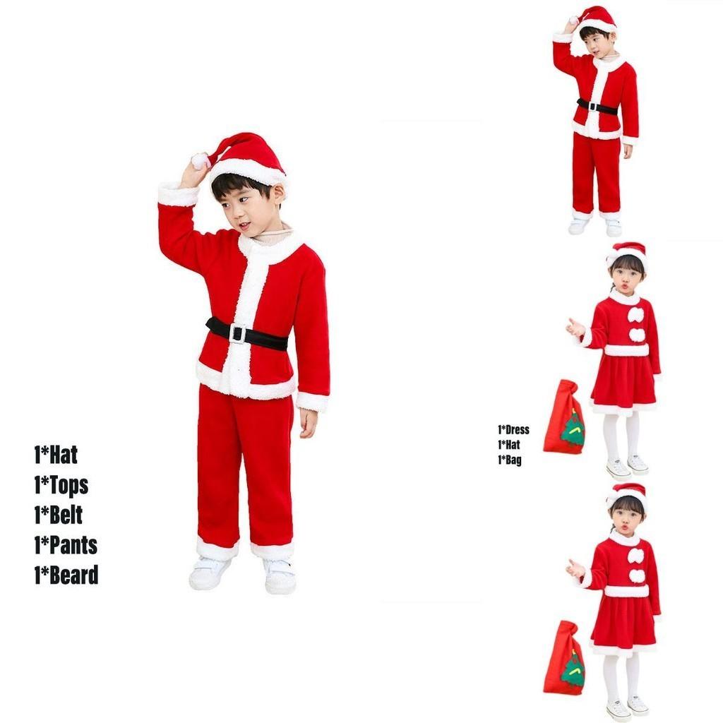 Unisex Children's Christmas Clothing High-quality Polyester Fiber Santa Claus Costume For Performances Available In Both Boys And Girls Styles