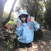 American embroidered kitten Velcro hooded sweater women's 2025 new loose lazy coat