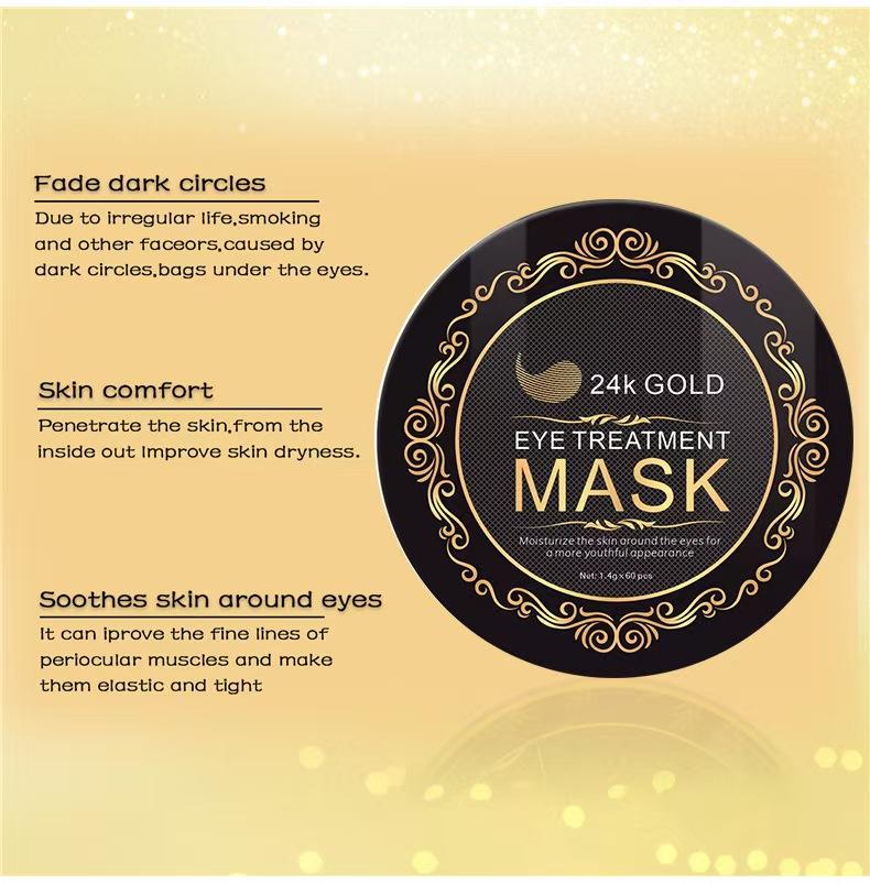 Maschera Occhi Oro 24K Rimuove Occhiaie Rassodante Attenua Linee Sottili Anti-Età Acido Ialuronico Collagene Maschera Sotto Occhi Cura della Pelle Occhi