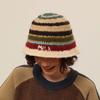 Warm Knitted Bucket Hat Anti-cold Woven Basin Cap Elegant Striped Fisherman Hat  Travel