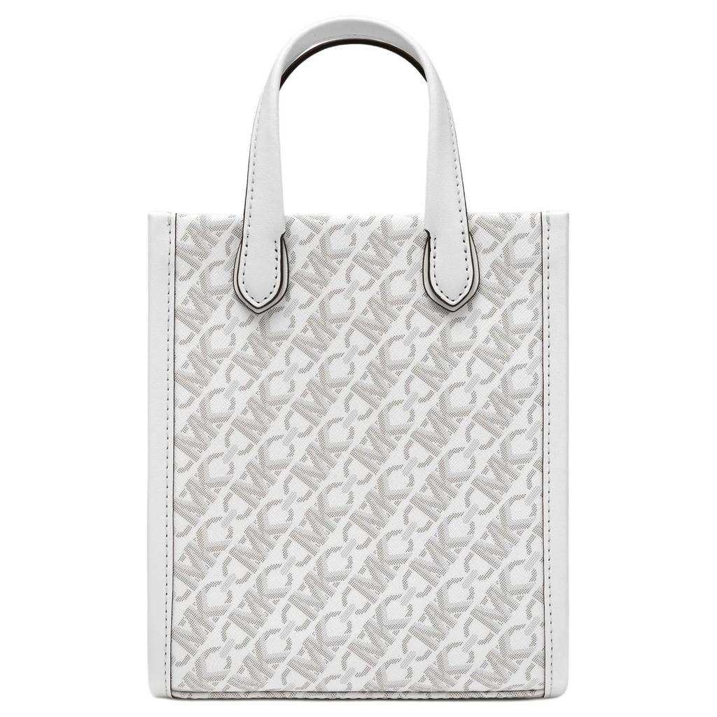 Michael Kors MK Gigi Logo Print Faux Leather Shoulder Crossbody Handbag Mini Women handbags White 32H3S3GC4V-101