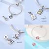 Pink Music Microphone Rose Flower Lucky Apple White Headphones Copper Bead Fit Women Bracelet Diy Valentine'S Gift Jewelry