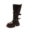 Neu, aber Kniestiefel Damen 2025 neu Herbst Temperament Explosion Retro vielseitige Gürtelschnalle Stiefel Damen