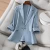 White Korean Slim-Fit Women's Blazer - Spring/Summer 2025
