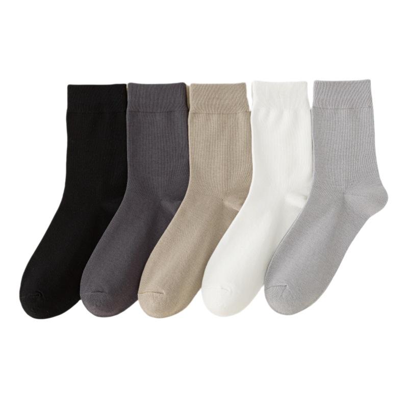 Herren Frühling und Herbst Einfache Lässige All-Match Reine Farbe Anti-Pilling Baumwollsocken