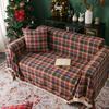 Christmas Decoration Green Plaid Color Sofa Cover Woven Polyester Cotton Red Green Sofa Blanket for Home Party Decor