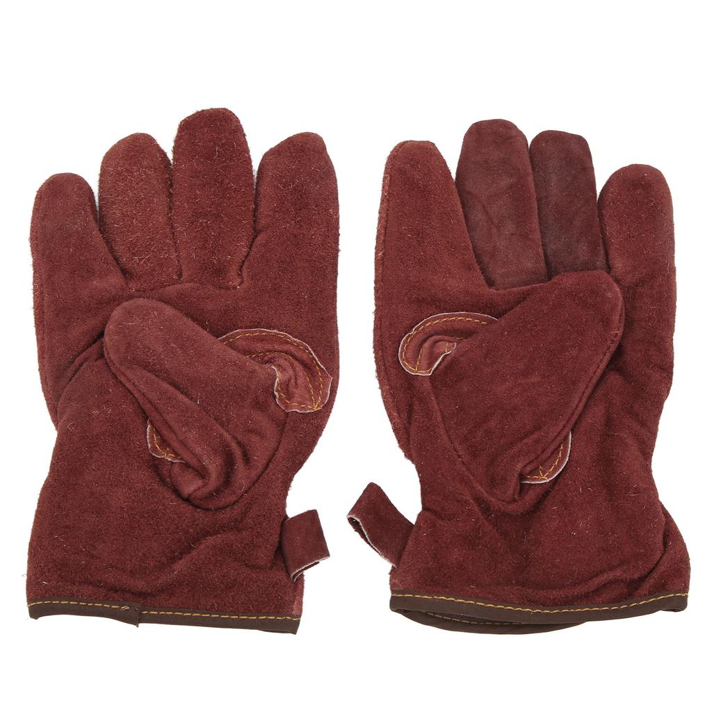 Heat Resistant Gloves Calf Leather Polyester Hand   BBQ Grill Oven Mitts Short Type