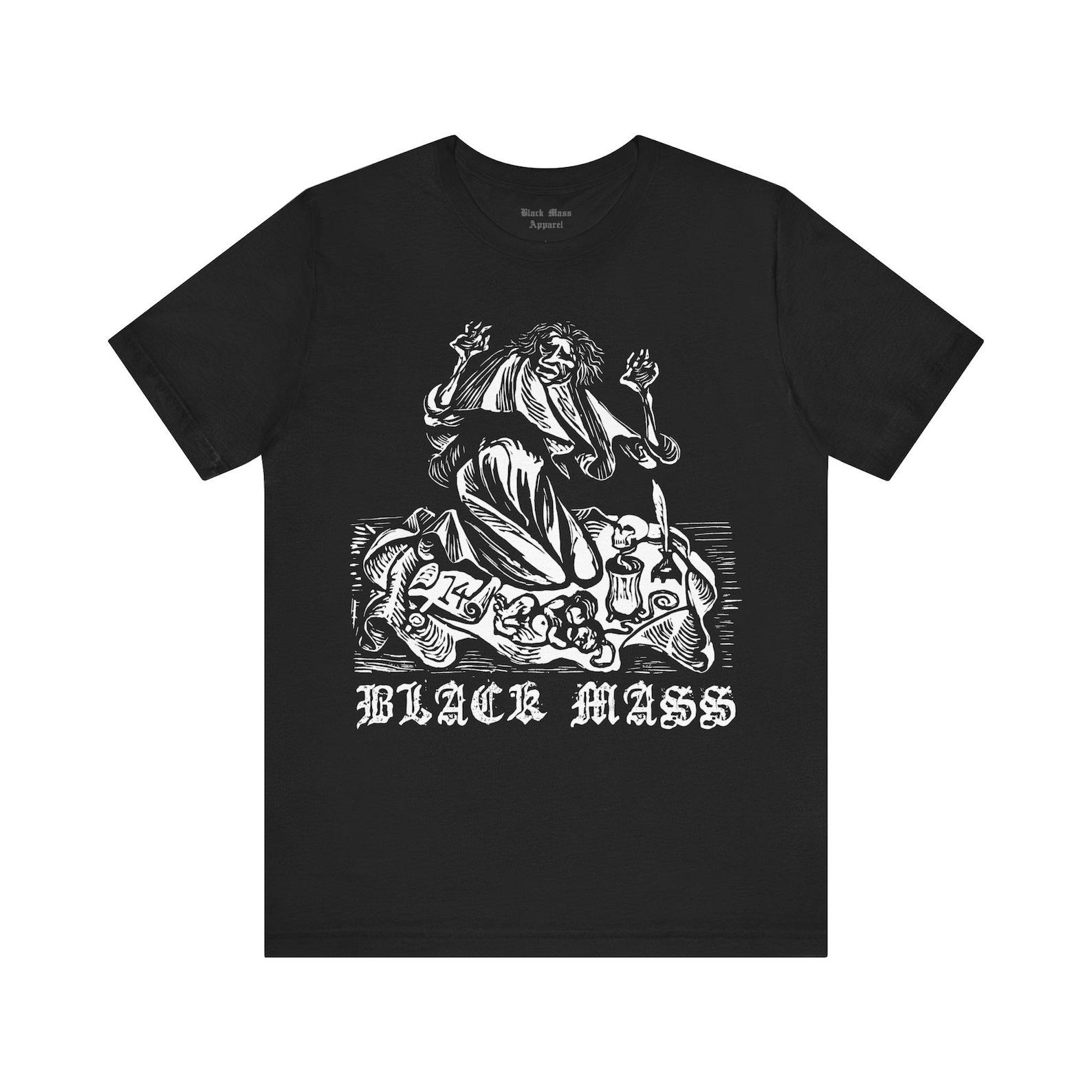Black Mass Ritual, Vintage Faust WoodcuT-Shirt, Occult Art T-Shirt, Black Magic, Witchy, Coven, Witchy Unisex Jersey Short Sleeve Tee 3XL