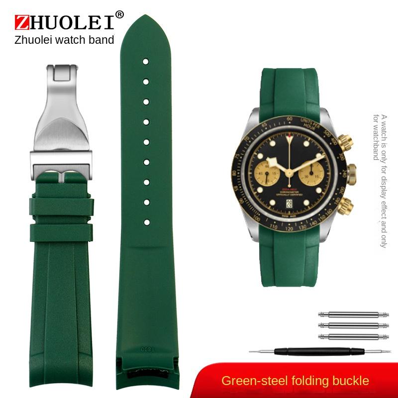 Zakřivený konec Přírodní kaučukový řemínek na hodinky pánský 22mm pro Tudor Black Bay 1958 41mm GMT Pelagos Spona s kolíčkem Skládací spona Silikonový řemínek na hodinky