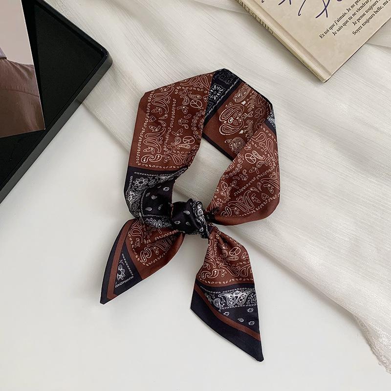 New long silk scarves, high-end spring and summer travel, tied hair, bag decoration, streamer, multi-functional fashion headband, tied hair