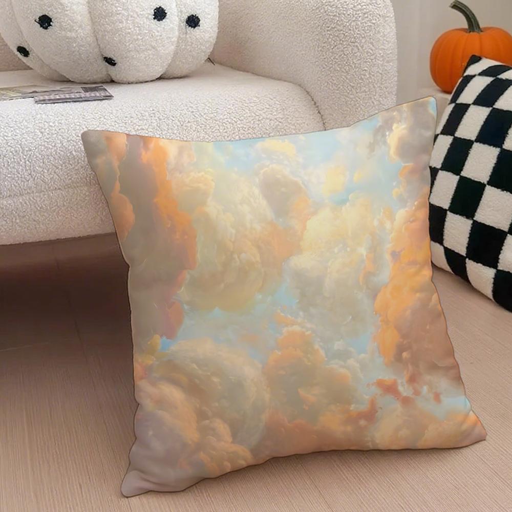 Ffufu Fluffy Clouds Cushion Cover Throw Pillow Cover Hidden Button Durable Polyester Chair Cushion