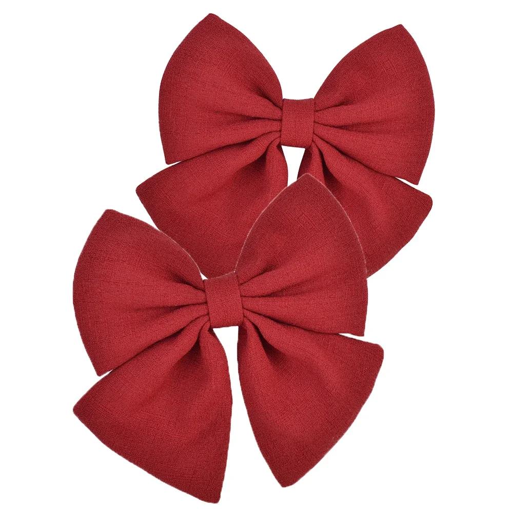2 Pcs/lot Cute Solid Cotton Hair Bows With Clip For Girls Hair Clips Handmade Hairpins Barrettes Headwear Kids Hair Accessories