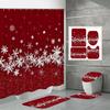 4PCS  Shower Curtain Sets With Shower Curtain And Rugs Toilet Lid Rug U Shape Mat And Bath Mat Bathroom Set  With 12 Hooks