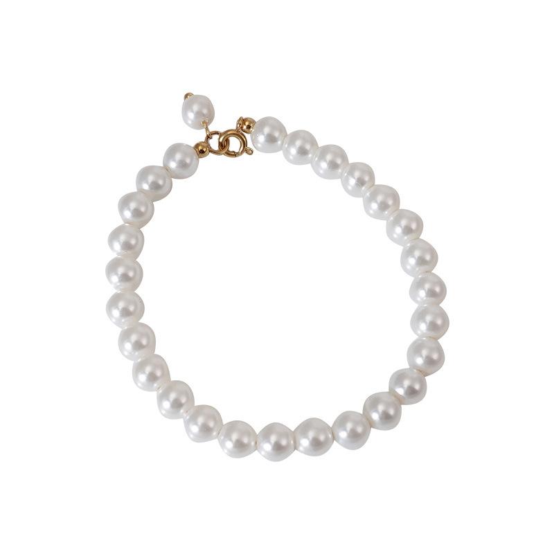 Künstliche Perle, rund, starkes Licht, Armband für Damen, französischer kleiner Duft, Hepburn-Stil, Schmuck, barock, Retro, elastische Seilperlen