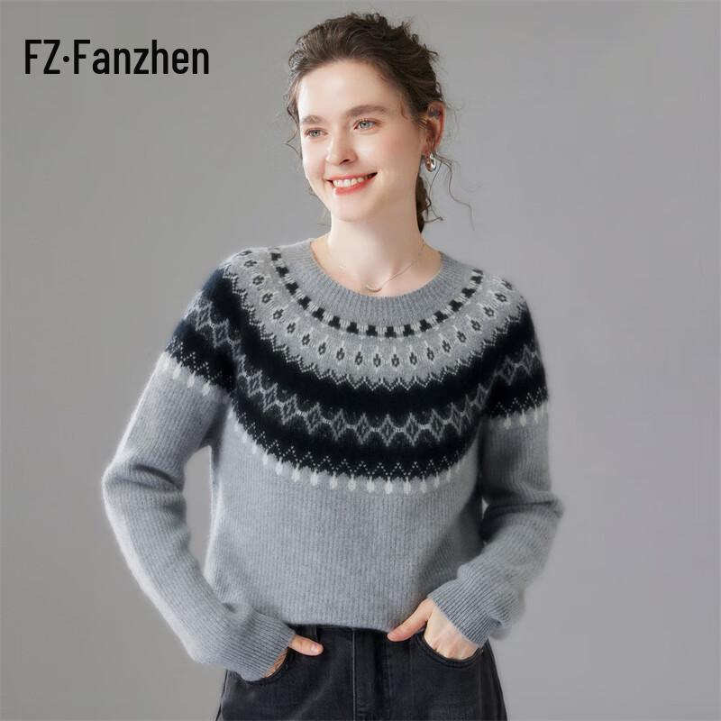 Vanzhen Women s Thickened Round Neck Cashmere Blend Pullover Sweater M