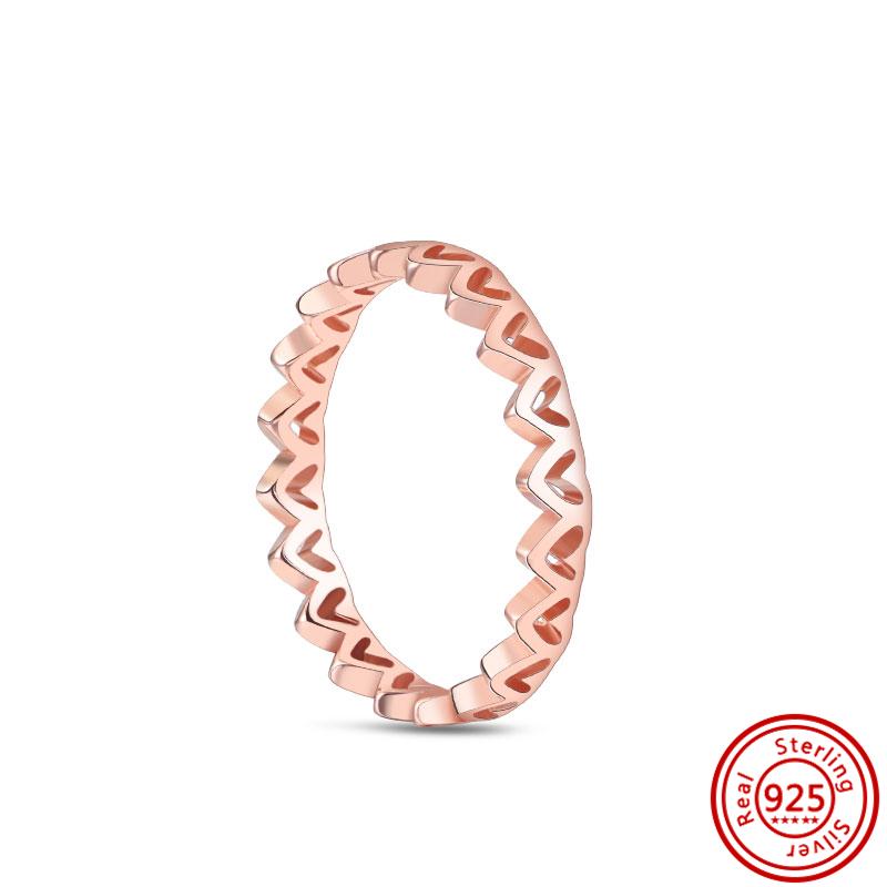 925 Sterling Silver Rings for Women Original Infinity Love Heart Engagement Wedding Ring Rose Gold Zircon Luxury Jewelry Gift