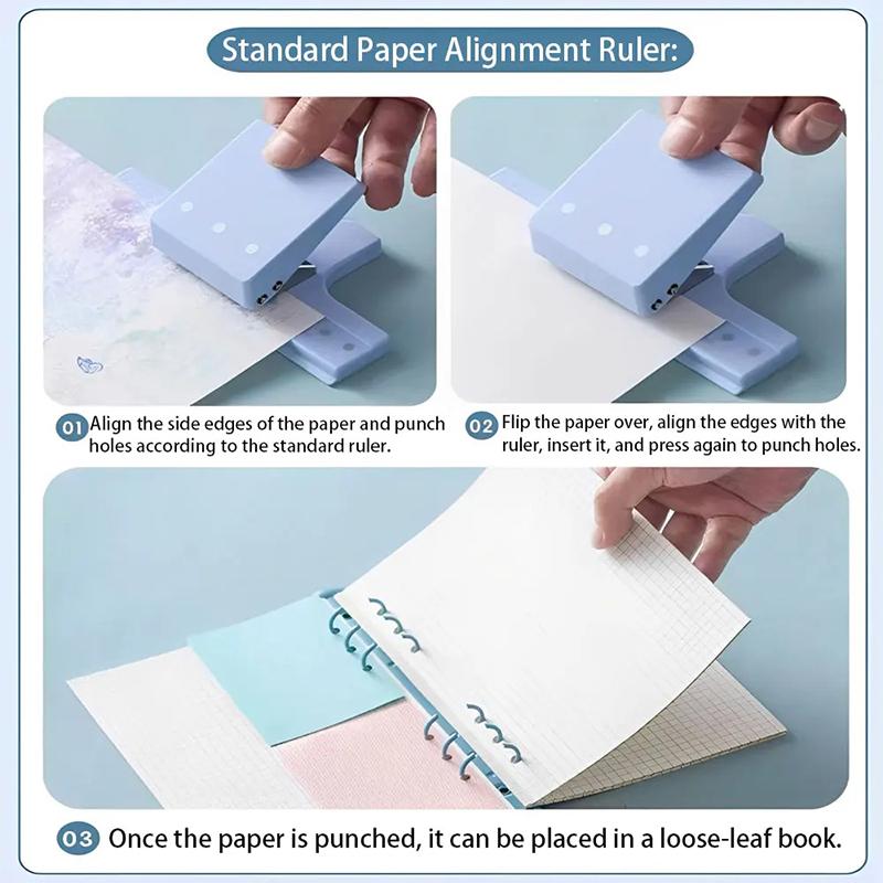 1Pc Multi-Function 3-Hole Punch, Small Hand Punch, Can Bind 6 Sheets Of Paper, Suitable For Scrapbooking And Paper Crafting.