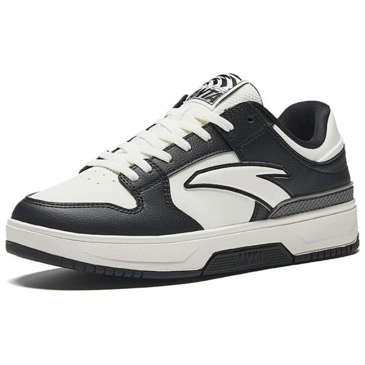Anta Classic Color Block Non-Slip Wear-Resistant Low-Top Skate Shoes Women sneaker White Black 122518010-1