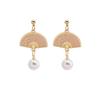 Vintage Japanese & Korean Tassel Pearl Clip-on Earrings with Floral Fan Design