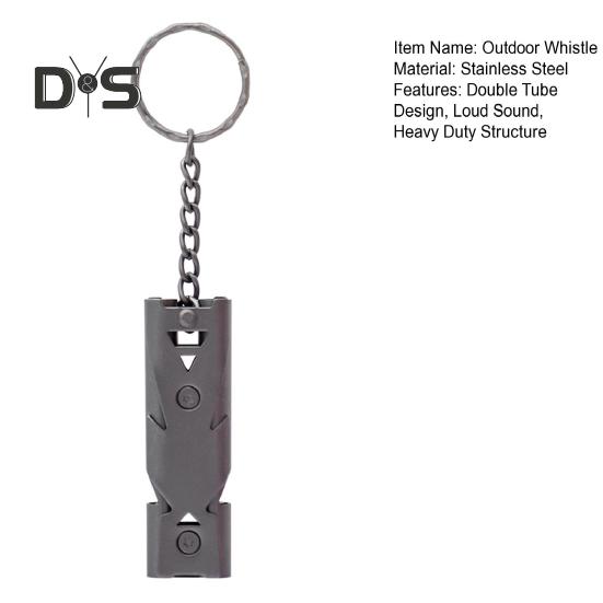 Çift Tüplü Hayatta Kalma Düdüğü 150dB Yüksek Desibel Ağır Hizmet Paslanmaz Çelik Taşınabilir Seyahat Mini Kamp Avcılık Yürüyüş Açık Hava Acil Durum Düdüğü