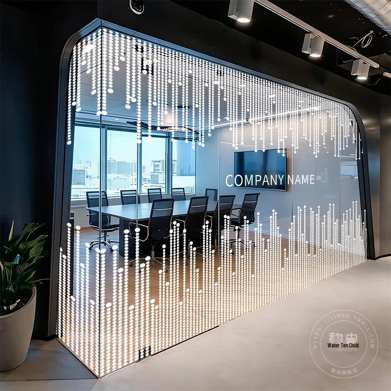 Two-way Mirror Geometric Glass Door Decorative Sticker for Office & Restaurant