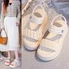 Fashion Sandals 2024 Summer New Style Silver Sports Casual Magic Stickers Beach Shoes for Boys and Girls