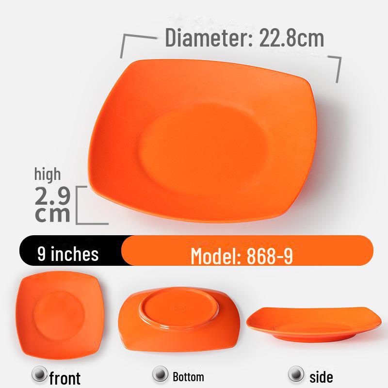Shatter-Resistant Melamine Square Plate - Durable Imitation Porcelain for Restaurants and Hotels.