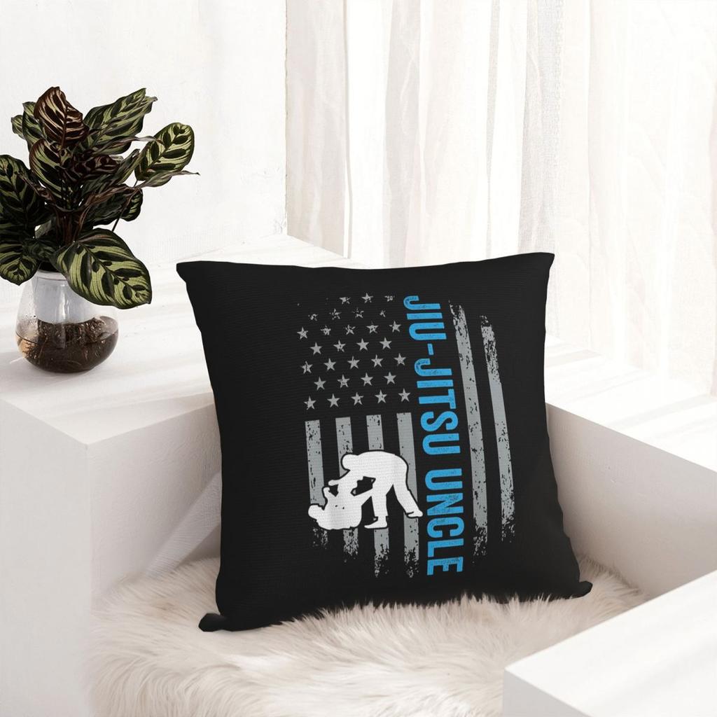 Jiu Jitsu Uncle American Flag Brazilian Square Pillowcase Cushion Cover Pillow Case Throw Pillow Cover for Home Sofa Living Room