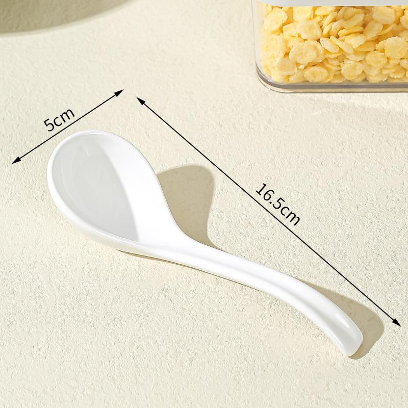 1-Piece Asian Soup Spoon, Ceramic Chinese Style Spoons Ramen Spoon Retro Porcelain Spoon, 6.5 inches
