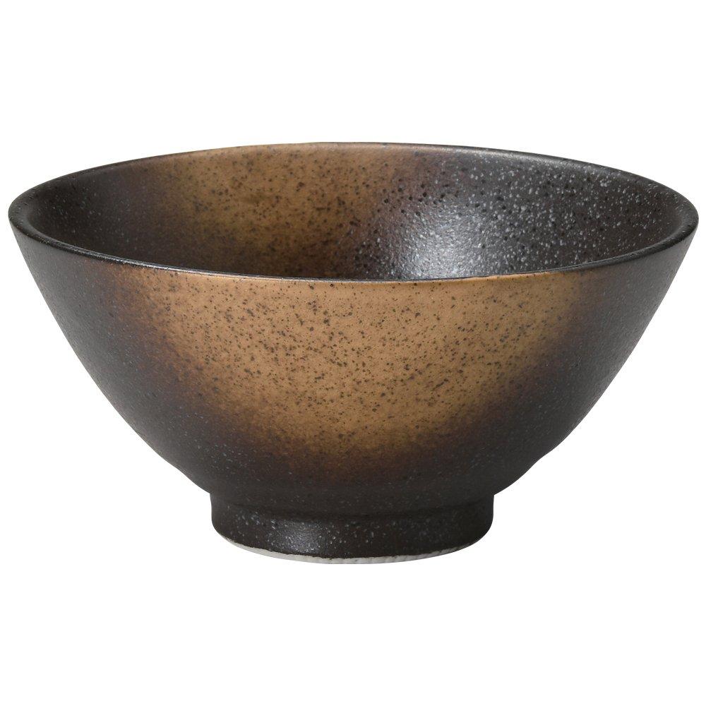 Yamashita Crafts Rice Heisei Era Rice Bowl Bowl, Porcelain, 12×6cm, Gold-Brown Glaze,