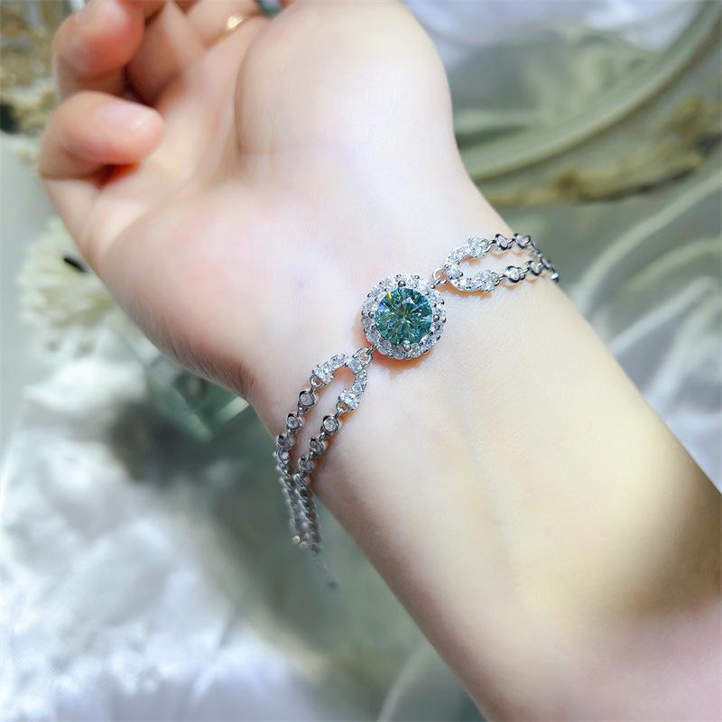 European & American 2 Carat Moissanite Double Layer Bracelet: Women s Luxury Full Diamond Jewelry