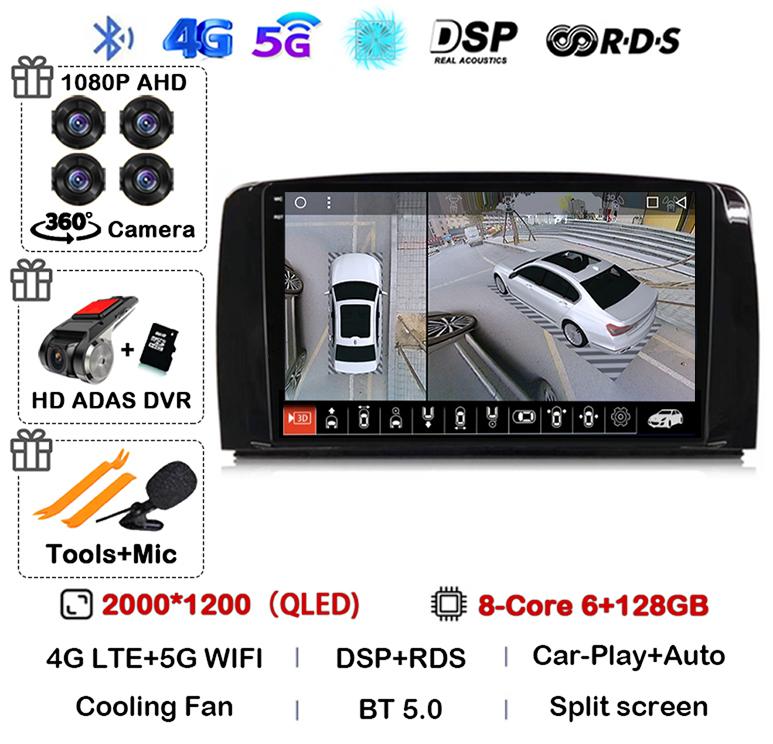 Android 14 Carplay For Mercedes Benz R-Class R Class W251 R280 R300 R320 2005-2017 Car Radio Multimedia Video Player GPS Stereo