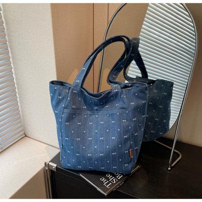 Frühling und Sommer neue lässige Denim Schleife Tragetasche Student vielseitig leichtgewichtige Messenger Bag mit großer Kapazität