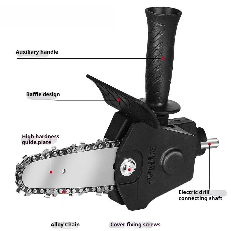 Electric Drill To Chain Saw Converter Head Electric Pruning Saw Felling Mini Chain Saw Head