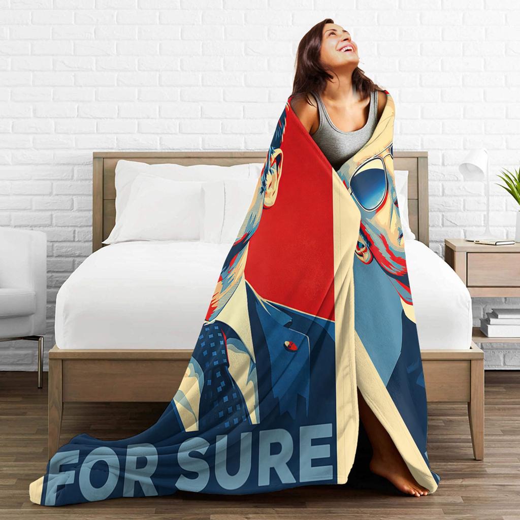 Macron for Sure Aviator Glasses Parody Fleece Throw Blankets Pop Art Meme Bedding Throws Knitted Blanket Outdoor Multi-function