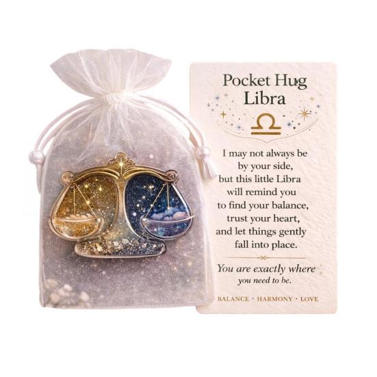 

Zodiac Pocket Hug Token Handmade Acrylic Pocket Charm with Message Card Inspirational Comfort Keepsake Meaningful Gift for Him Her B