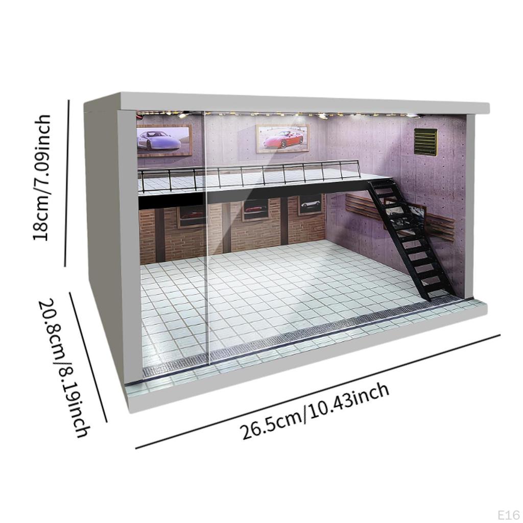 1/64 1/36 1/32 Scale Car Display Unit Acrylic Parking Space with LED Illumination for Collectors