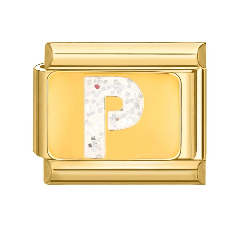 Fashion Golden 26 Letters A-Z Italian Links Charm Beads 9mm Stainless Steel Bracelet Jewelry DIY Hand Making
