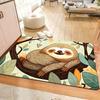 Cute Cartoon Sloth and Leaves Print Area Rug, Aesthetic Neutral Floor Mat for Nursery Bedroom, Washable Indoor Decor Carpet