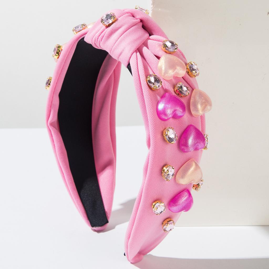 Valentine's Day Love Heart Rhinestone Knot Hairband Headband Adult Hair Accessories Hair Jewley