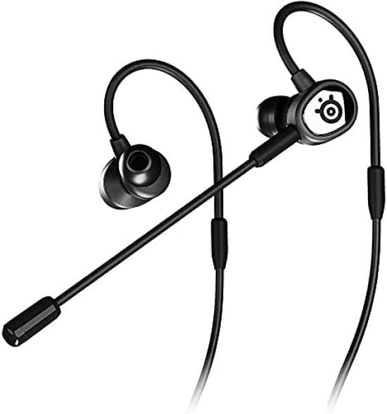 SteelSeries Gaming Earphones with Detachable Mic, Tusq Noise Cancelling, Compatible with PCPSSwitchSmartphones, Ear Hook, Black, 3 Adjustable