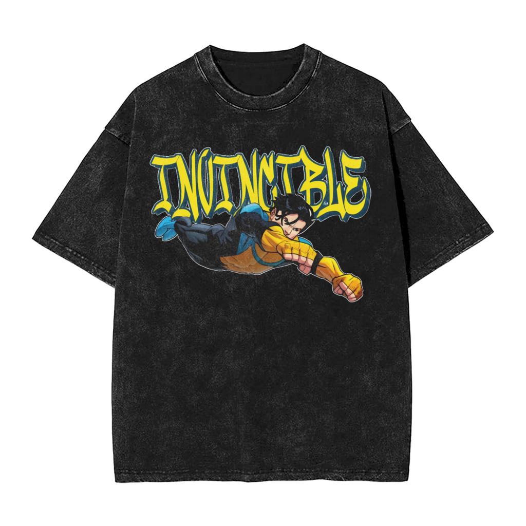 Men Tshirt Invincibles Viltrum Empire Logo Minimalist Print Washed T Shirts Harajuku Summer Tees Pattern Casual Clothes